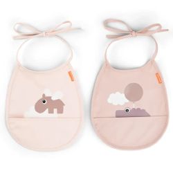 Set De 2 Baberos Con Bolsillo Pequeño Clouds - Rosa