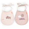 Set De 2 Baberos Con Bolsillo Pequeño Clouds Rosa
