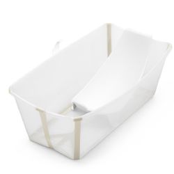 Set de Bañera Plegable Bebé Flexi Bath Sandy Beige Transparente con Asiento