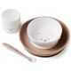 DINNER SET 4 PCS WHITE/LIGHT TAUPE - NEW