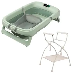 Bañera Maxicosi Indigo Plus Sage Green incluye Soporte Recién Nacido y Soporte Elegance Beige