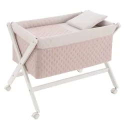 Minicuna Tijera Madera Tender Blush/Bco 55X87X74Cm