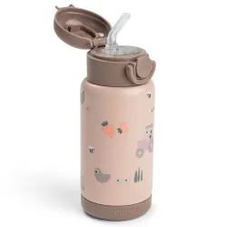 Botella Termica con Pajita Tiny Farm Rosa 340 ML