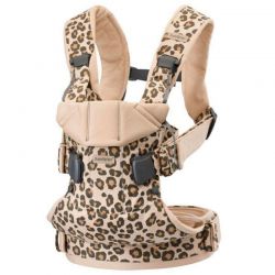 Mochila Porta Bebe One Algodão Beige e Leopardo