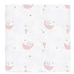 Musselina de Bambu 120x120cm Urso Rosa