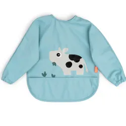 Babador Com Bolso E Mangas Tiny Farm Azul