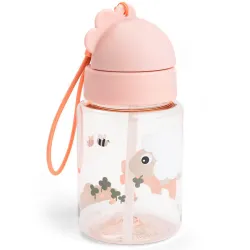 Botelha Com Canudo Tiny Farm Rosa 280 Ml