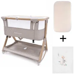 Minicuna Plegável Colecho Bigtoes Flex Travel Forest Beige + Colchão Plagiocefalia