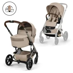 Carrinho Duas Peças Cybex Balios S Lux TPE com Cesto Dobrável Almond Beige