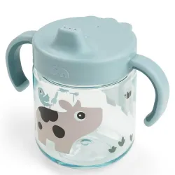 Vaso com Bico de Aprendizagem 2 Alças Tiny Farm Azul